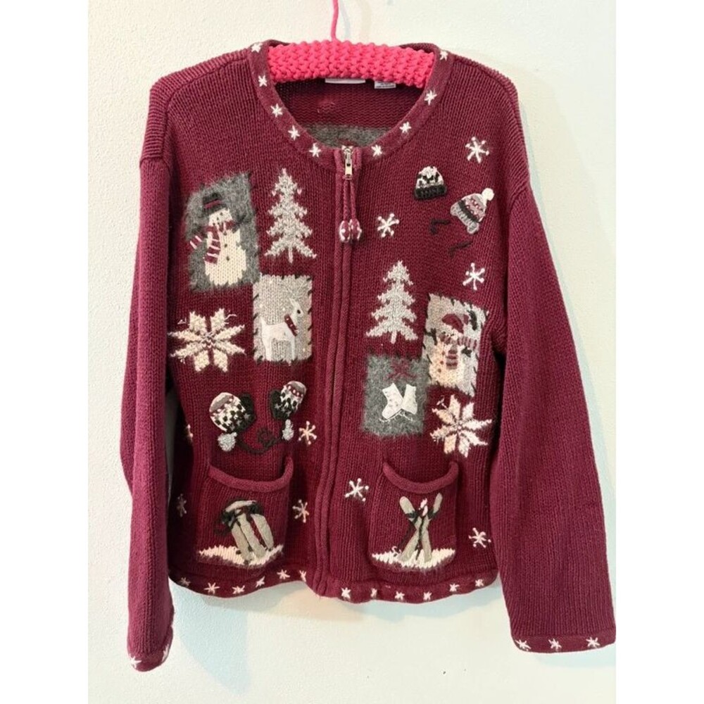 Vintage Croft + barrow small snowman sweater zip